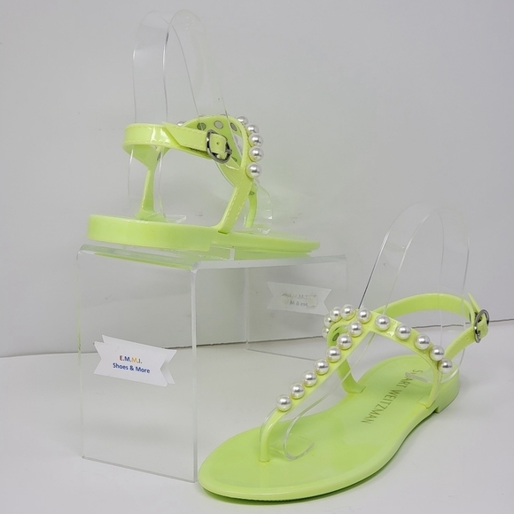 Stuart Weitzman Pearl Crystal Jelly Green Sandals Women's Size 6B New - Picture 5 of 9